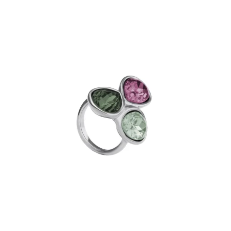 Anillo UNOde50 Baño Plata y Cristales Multicolor ANI0878MCLMTL