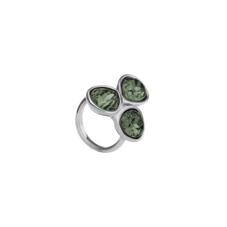 Anillo UNOde50 Presagio Baño Plata y Cristales Verdes Facetados ANI0878VRDMTL