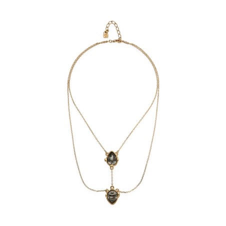 Collar Doble UNOde50 Baño Oro y Cristales Grises COL2077GRSORO0U