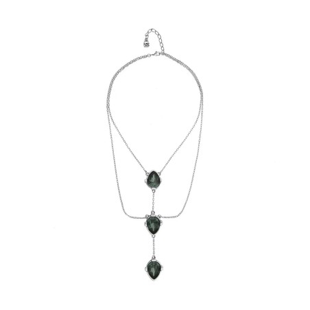 Collar Doble UNOde50 Baño Plata y Cristales Verdes COL2078VRDMTL0U