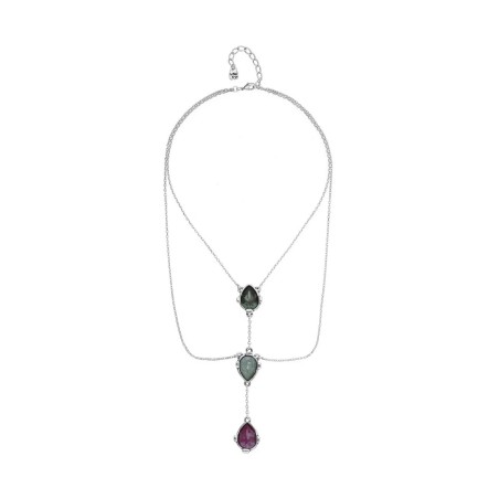 Collar Doble UNOde50 Baño Plata y Cristales Multicolor COL2080MCLMTL0U
