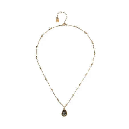 Collar UNOde50 Baño Oro y Cristal Gris COL2104GRSORO0U