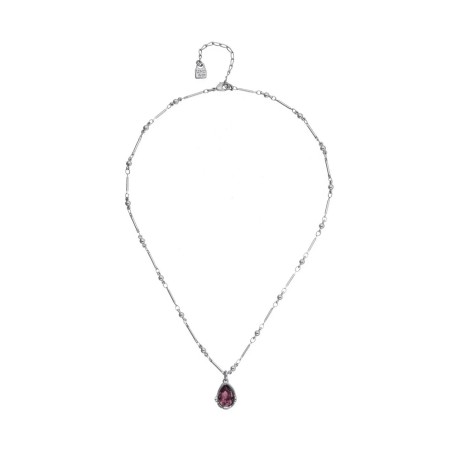Collar UNOde50 Baño Gris y Cristal Rosa COL2104RSAMTL0U