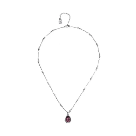 Collar UNOde50 Baño Gris y Cristal Rosa COL2104RSAMTL0U