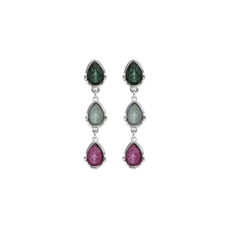 Pendientes Largos UNOde50 Baño Plata y Cristales Multicolor PEN1087MCLMTL0U