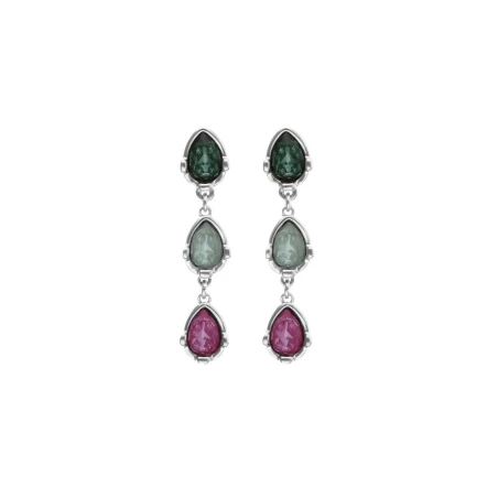 Pendientes Largos UNOde50 Baño Plata y Cristales Multicolor PEN1087MCLMTL0U