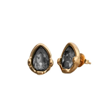 Pendientes UNOde50 Baño Oro y Cristal Gris PEN1088GRSORO0U