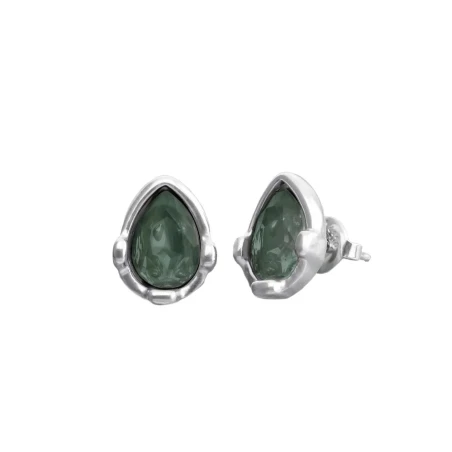 Pendientes UNOde50 Baño Plata y Cristal Verde PEN1088VRDMTL0U
