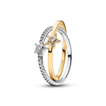 Anillo Cruzado Pandora Estrellas Brillantes Bicolor 165079C01