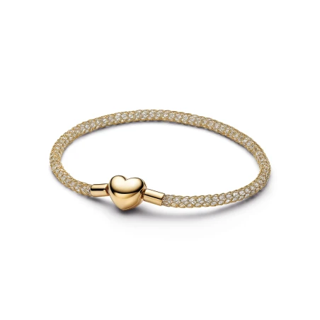Pulsera Pandora Malla Cierre Corazón Baño Oro 564971C01