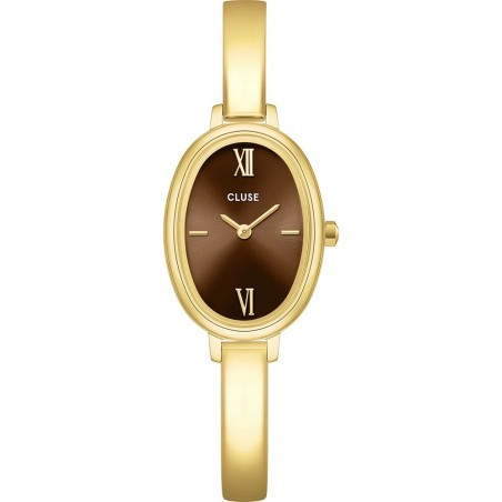 Reloj Cluse L'Ovale Acero Baño Oro y Marrón Analógico Mujer CW16105