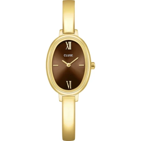 Reloj Cluse L'Ovale Acero Baño Oro y Marrón Analógico Mujer CW16105