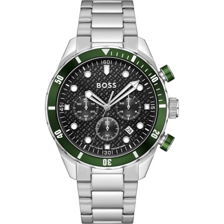 Reloj Boss Chronomatic Plateado, Negro y Verde Cronógrafo Hombre 1514341