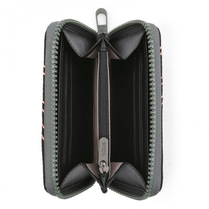 Billetero pequeño TOUS Adaz de Lona color negro y caqui. 795970307