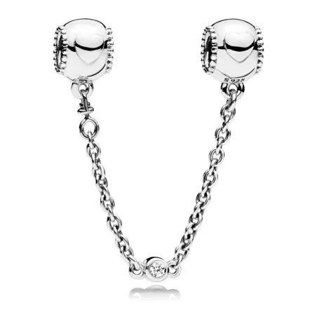 Cadena de seguridad PANDORA Corazones ribeteados. 796457CZ-05