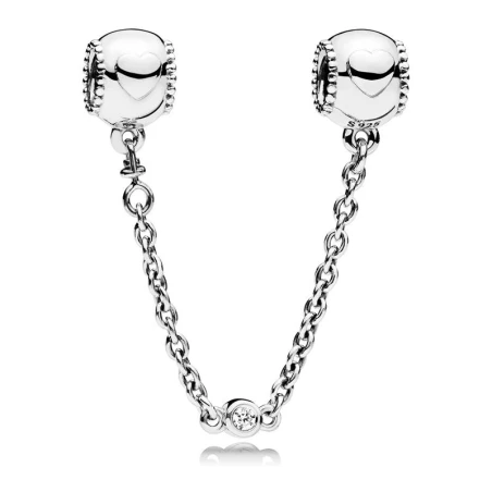 Cadena de seguridad PANDORA Corazones ribeteados. 796457CZ-05