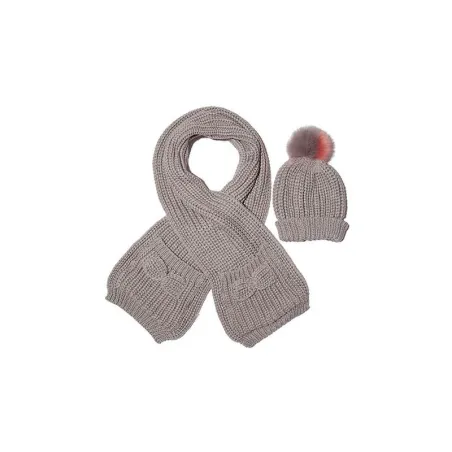 Gorro y bufanda TANTREND lana gris. Conjunto textil 2-2. 04600741