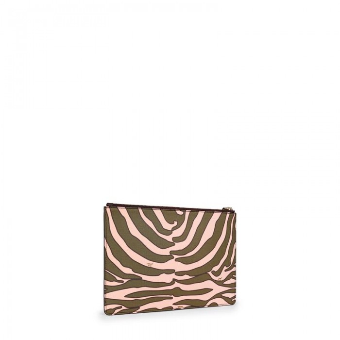 Bolso de mano o Clutch TOUS Lia de Lona en color caqui y rosa. 895890087