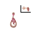 Pendientes colgantes ARXIS Plata en rose con circonitas rosas.