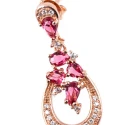 Pendientes colgantes ARXIS Plata en rose con circonitas rosas.