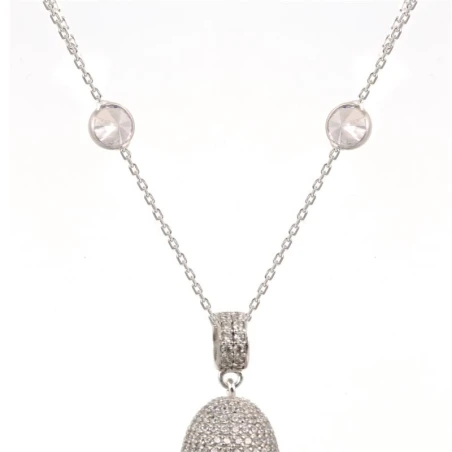 Collar señora ARXIS de plata con circonitas. Borla de piedras negras naturales 83 centímetros