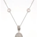 Collar señora ARXIS de plata con circonitas. Borla de piedras  negras naturales 83 centímetros