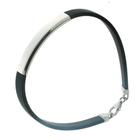 Pulsera de plata y caucho negro 20 centimetros, no es de acero sino de plata primera ley D5007BK0776 R0420