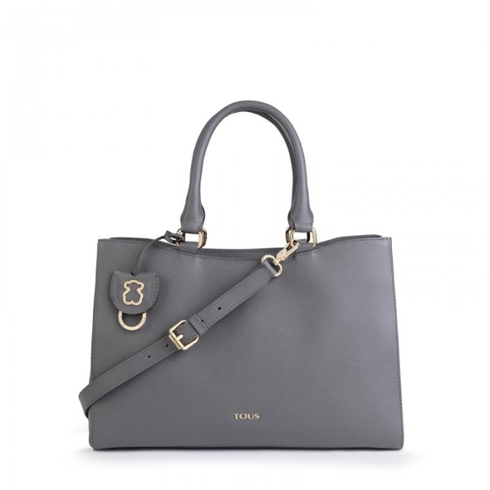 Bolso City mediano TOUS Odalis de Piel Gris. 895900056