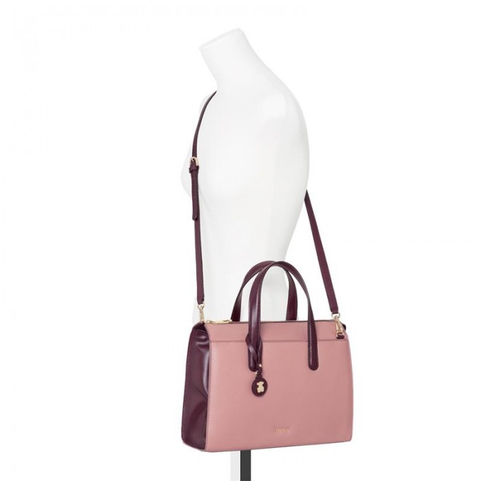 Bolso bowling TOUS Rose Bear de Piel rosa y burdeos. 895900073