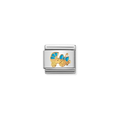 Componible Classic VIDA DIARIA 1 acero, esmalte y oro de 18k (46_Cochecito Azul)
