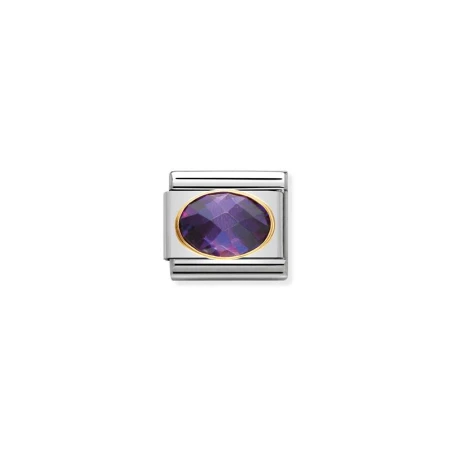 Comp, Classic ZIRCONIAS CUBIC TALLADAS acero, oro de 18k (001_VIOLETA)