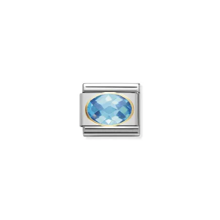 Comp, Classic ZIRCONIAS CUBIC TALLADAS acero, oro de 18k (006_CELESTE)