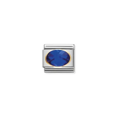 Comp, Classic ZIRCONIAS CUBIC TALLADAS acero, oro de 18k (007_AZUL)