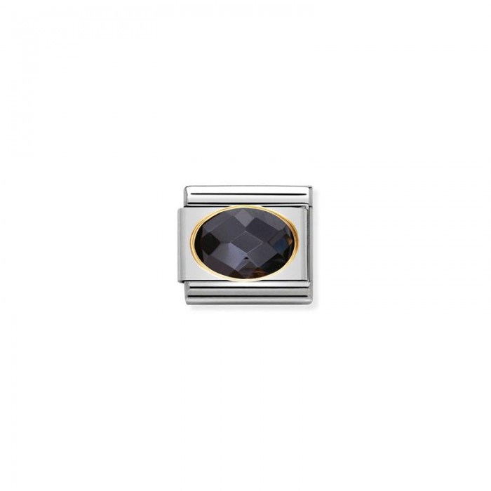 Comp, Classic ZIRCONIAS CUBIC TALLADAS acero, oro de 18k (011_NEGRO)