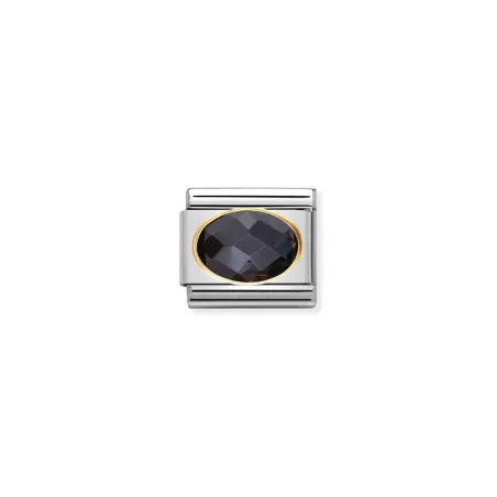 Comp, Classic ZIRCONIAS CUBIC TALLADAS acero, oro de 18k (011_NEGRO)