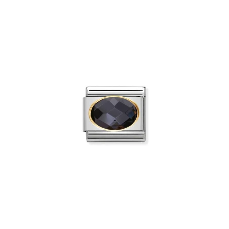 Comp, Classic ZIRCONIAS CUBIC TALLADAS acero, oro de 18k (011_NEGRO)