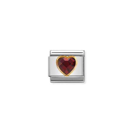 Composable Classic CIRCONES FACETADOS CORAZON acero, oro 750 (005_ROJO)