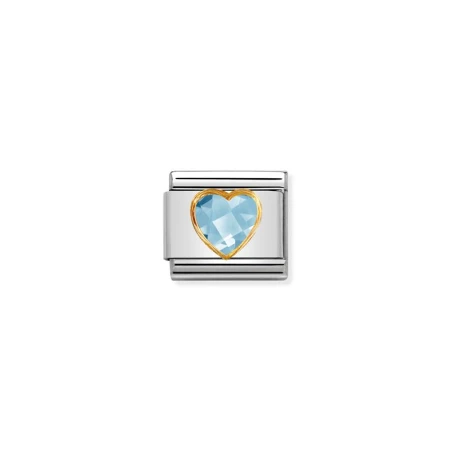 Composable Classic CIRCONES FACETADOS CORAZON acero, oro 750 (006_CELESTE)