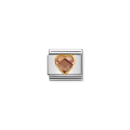 Composable Classic CIRCONES FACETADOS CORAZON acero, oro 750 (024_CHAMPAN)