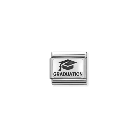 Composable Classic PLACAS OXIDADAS 2 acero y plata 925 Graduacion con sombrero