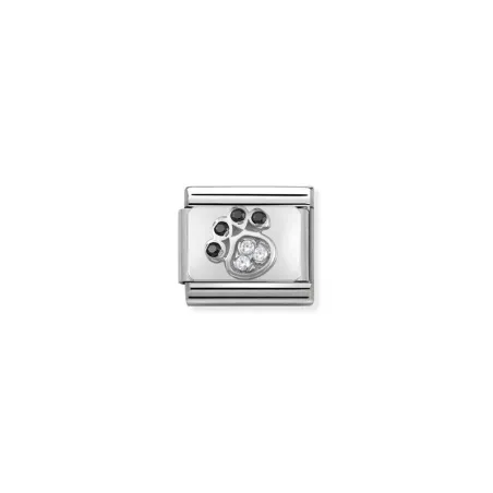 Composable CL SIMBOLOS acero, Cubic Zirc, y plata 925 (14_Huella perro)