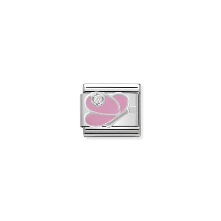 Composable Classic CL SIMBOLOS acero,esmalte,1 Cubic zirc,y plata 925 (07_Mariposa ROSA)