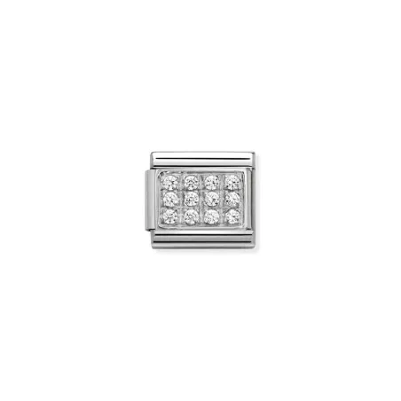 Composable Classic CL PAVE en acero, Cubic zirconia y plata 925 (01_Blanco)
