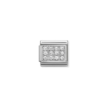 Composable Classic CL PAVE en acero, Cubic zirconia y plata 925 (01_Blanco)
