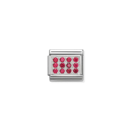 Composable Classic CL PAVE en acero, Cubic zirconia y plata 925 (02_ROJO)