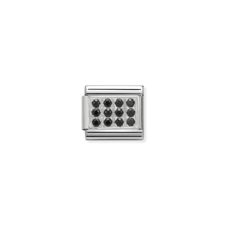 Composable Classic CL PAVE en acero, Cubic zirconia y plata 925 (10_Negro)