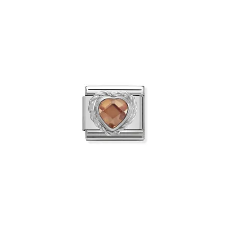 Composable CL CZ facetados CORAZON en acero con godron en plata 925 (024_CHAMPAN)