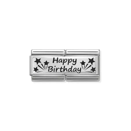 Composable DOUBLE Classic GRABADO acero y plata 925 CUSTOM (13_Happy Birthday)