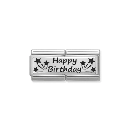 Composable DOUBLE Classic GRABADO acero y plata 925 CUSTOM (13_Happy Birthday)