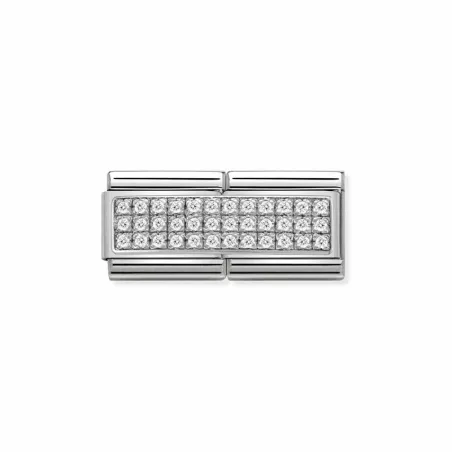 Composable DOUBLE Classic PAVE acero, circ y plata 925 (01_Blanco)